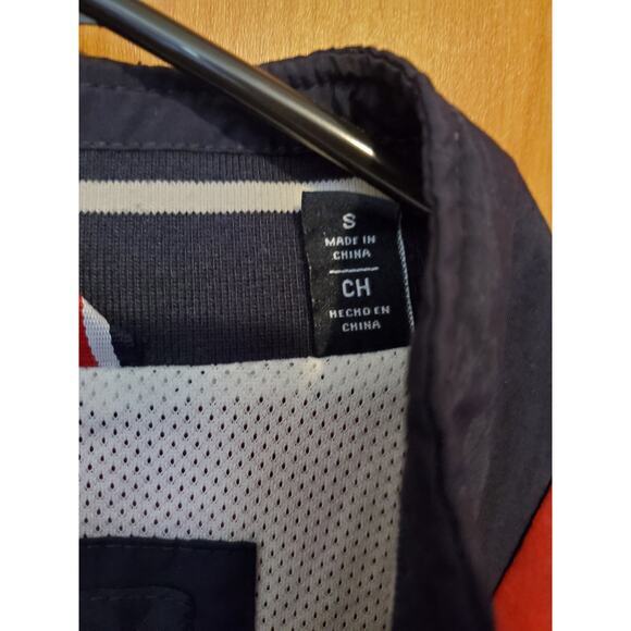 Tommy Hilfiger Mens Jacket Windbreaker Navy Red Full Zip Logo Nylon Sz S - Picture 2 of 7